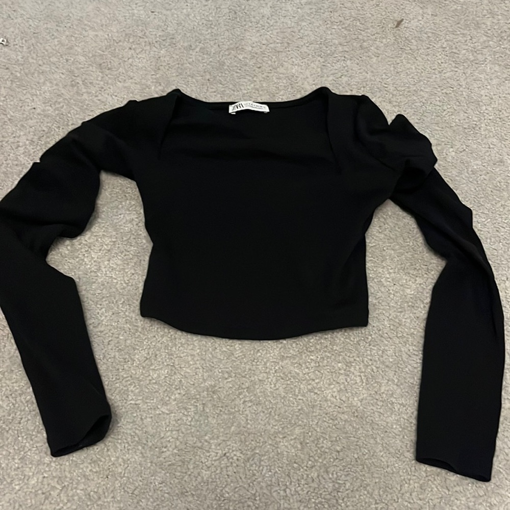 Zara cropped square neck tee